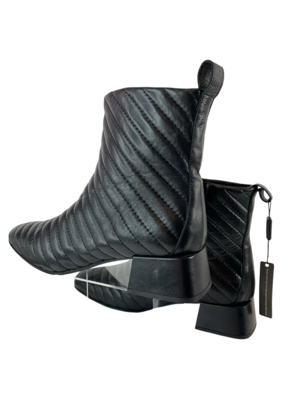 Napoleoni Boots Womens Sz 40 9.5 US Black Quilted Italy Ankle Leather New $269 - Picture 4 of 14